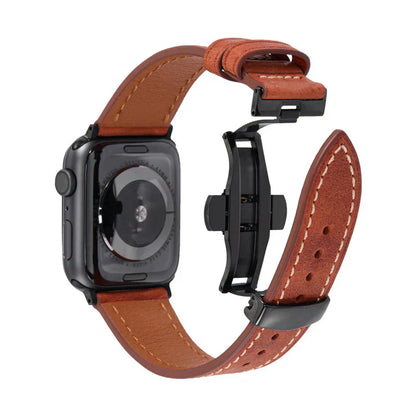 Premium Leather Strap for Apple Watch with Secure Buckle