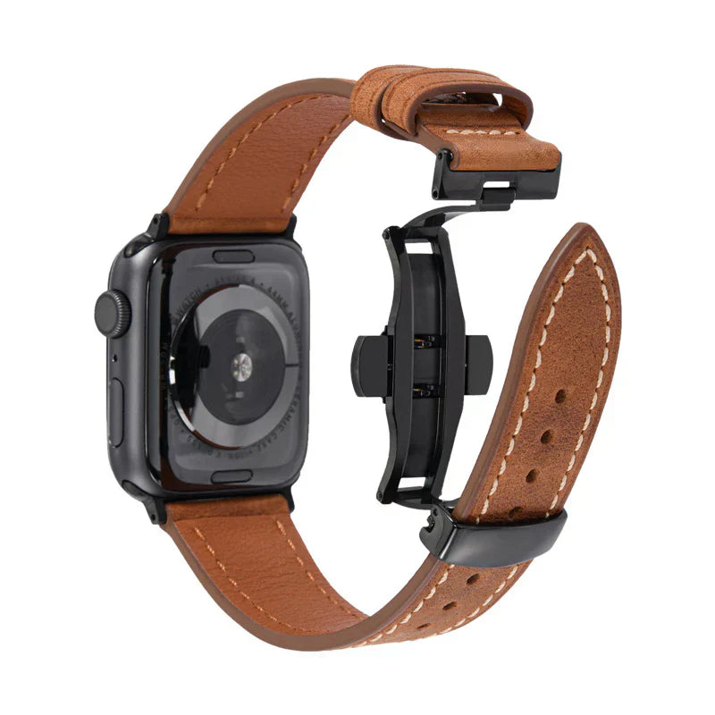 Premium Leather Strap for Apple Watch with Secure Buckle