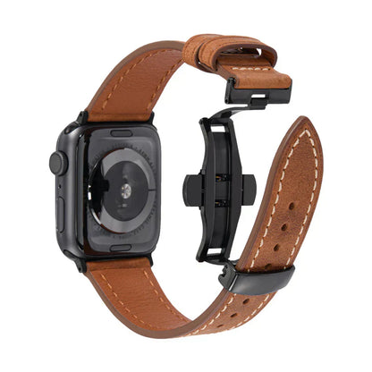 Premium Leather Strap for Apple Watch with Secure Buckle