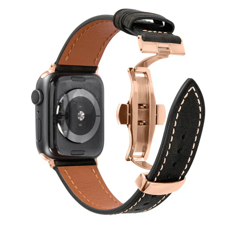 Premium Leather Strap for Apple Watch with Secure Buckle