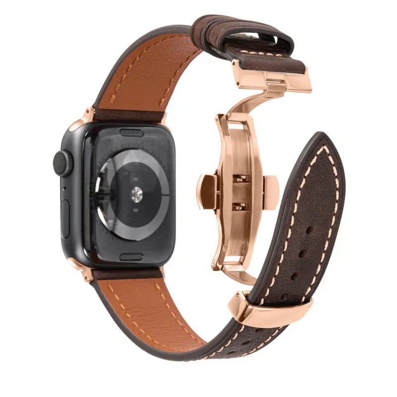 Premium Leather Strap for Apple Watch with Secure Buckle