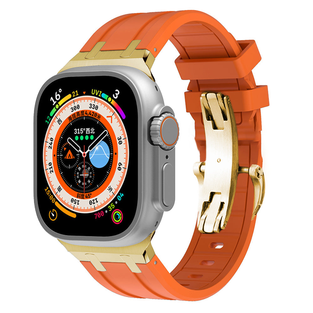Durable Silicone Watch Strap With Secure Buckle And Metal Fittings
