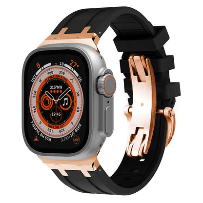 Durable Silicone Watch Strap With Secure Buckle And Metal Fittings