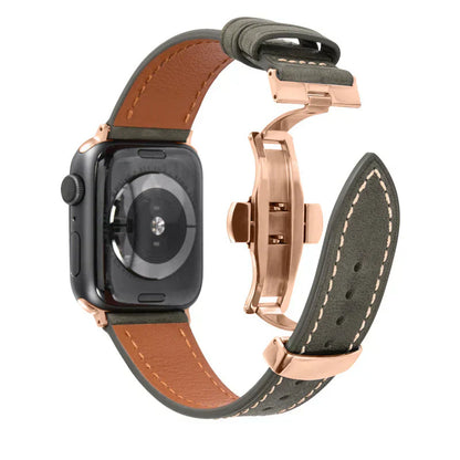 Premium Leather Strap for Apple Watch with Secure Buckle
