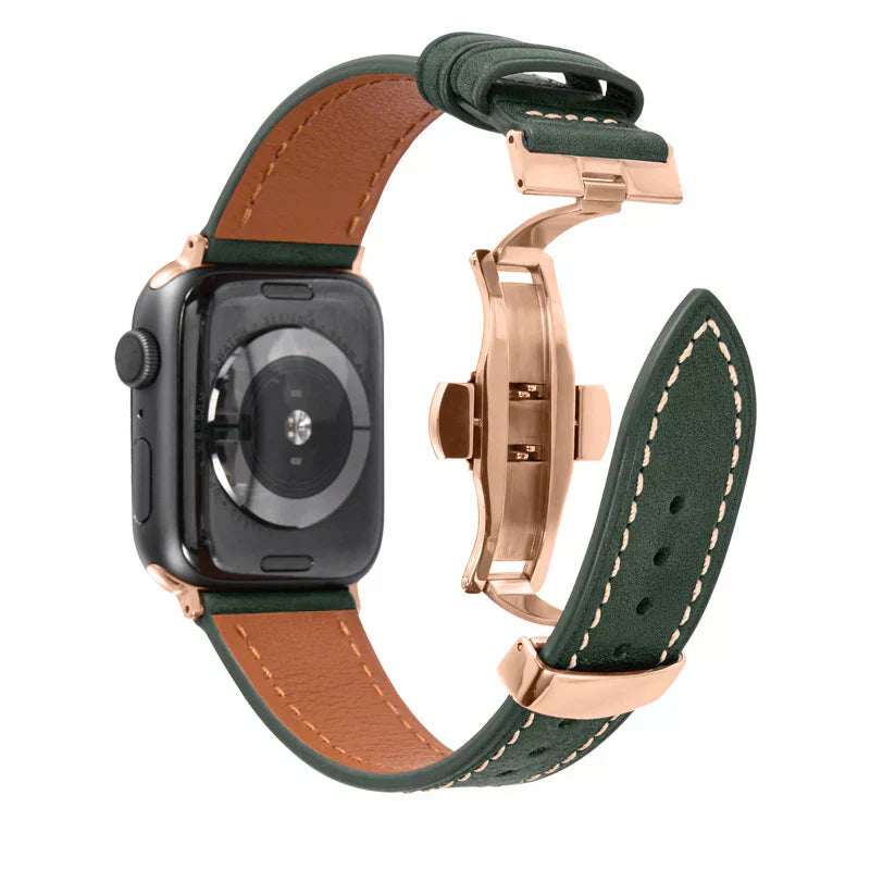 Premium Leather Strap for Apple Watch with Secure Buckle
