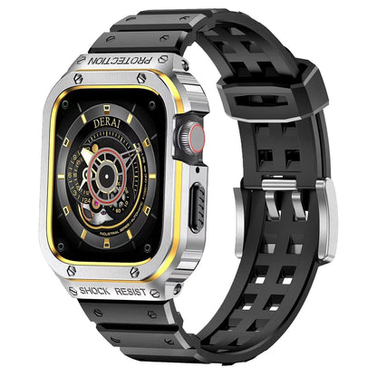 Durable Silicone Band With Metal Case For Apple Watch