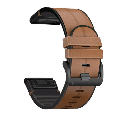 Soft Leather Replacement Watch Band For Fenix 8 7 6 5