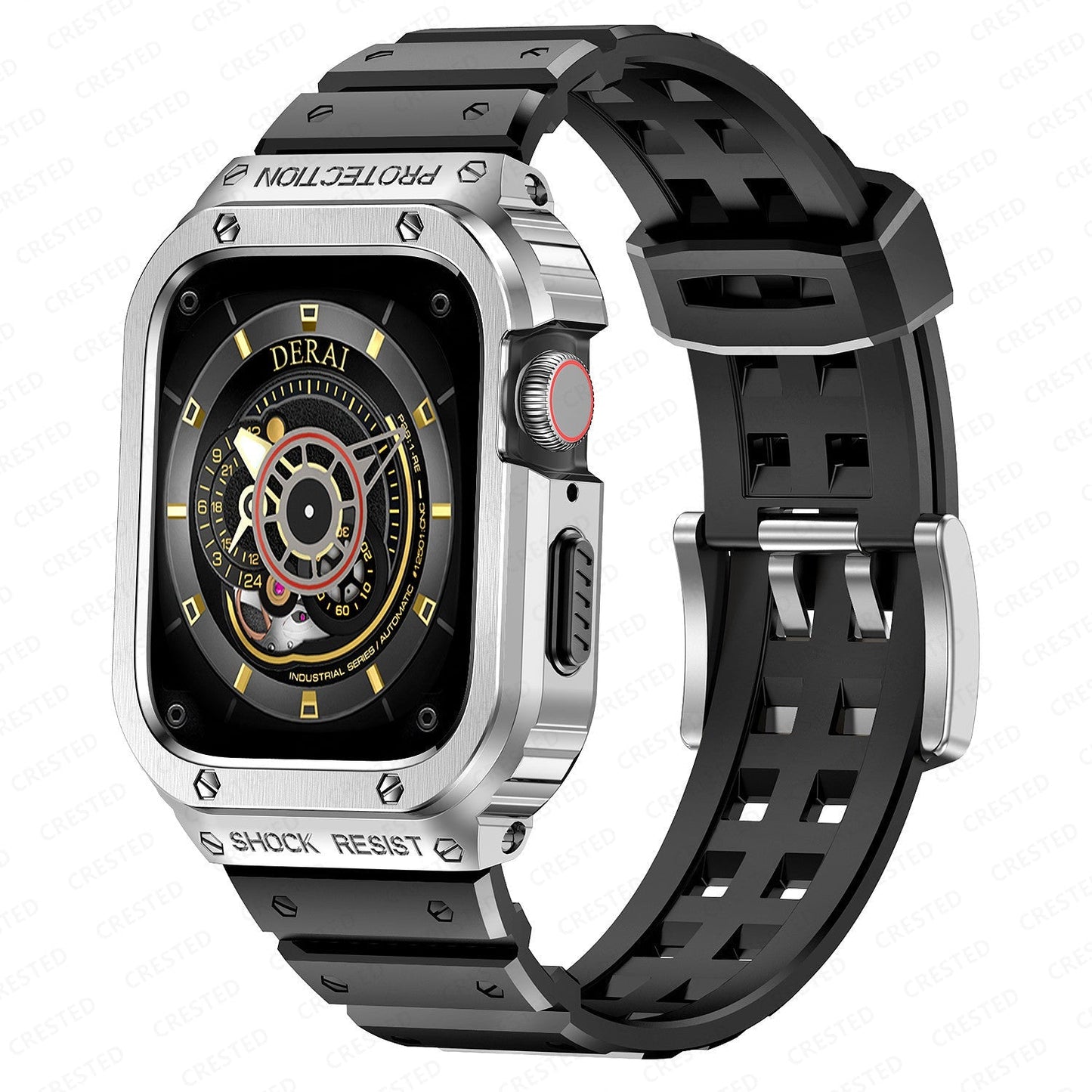 Durable Silicone Band With Metal Case For Apple Watch