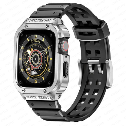 Durable Silicone Band With Metal Case For Apple Watch