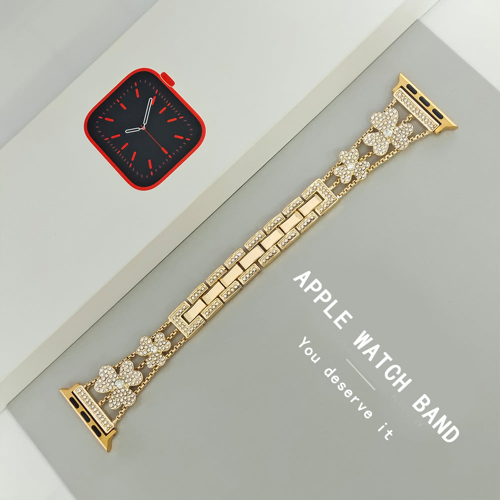 Elegant Flower Crystal Apple Watch Band Bracelet