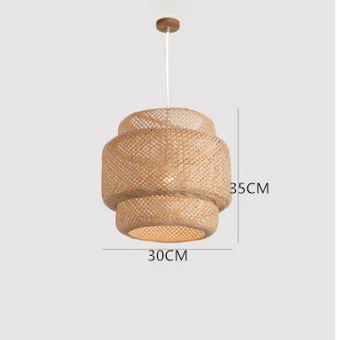 Natural Bamboo Hanging Lamp Handmade Asian Style