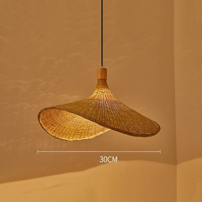Natural Bamboo Hanging Lamp Handmade Asian Style