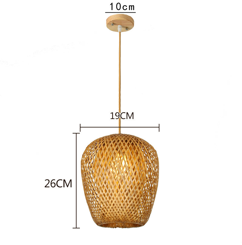 Natural Bamboo Hanging Lamp Handmade Asian Style