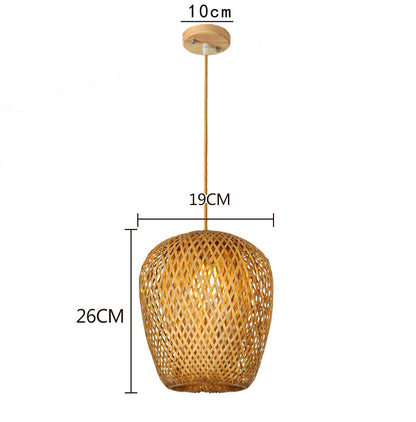 Natural Bamboo Hanging Lamp Handmade Asian Style