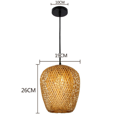 Natural Bamboo Hanging Lamp Handmade Asian Style