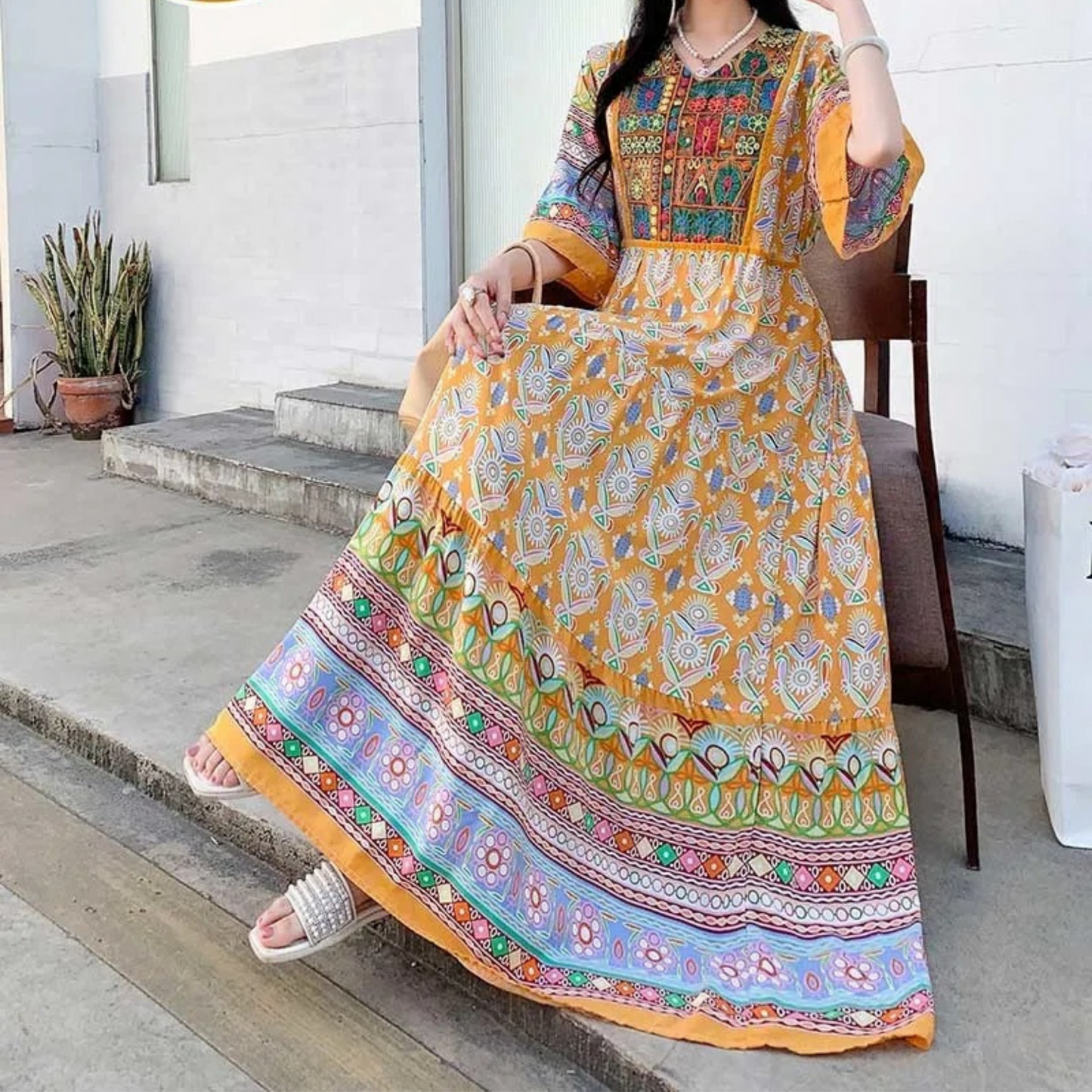 Ladies Floral Maxi Sundress for Summer - BritishElegance