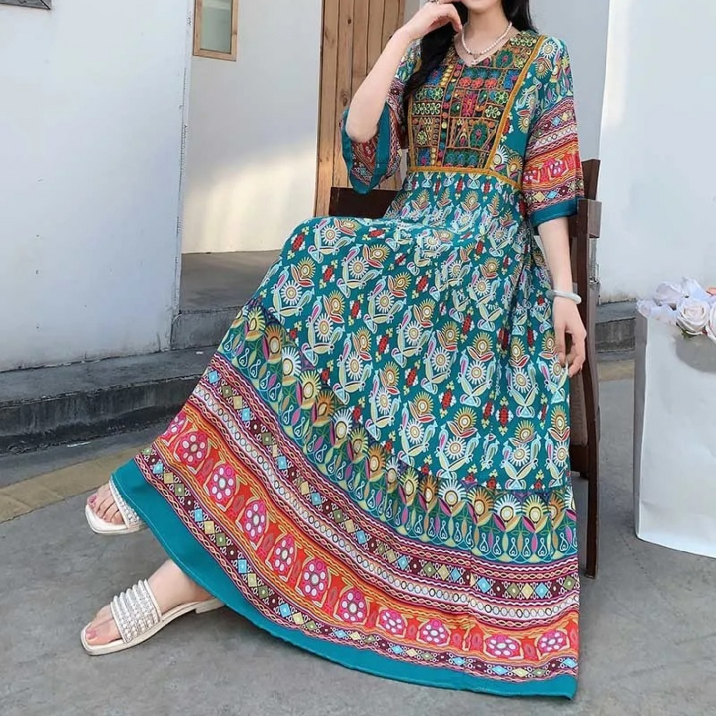 Ladies Floral Maxi Sundress for Summer
