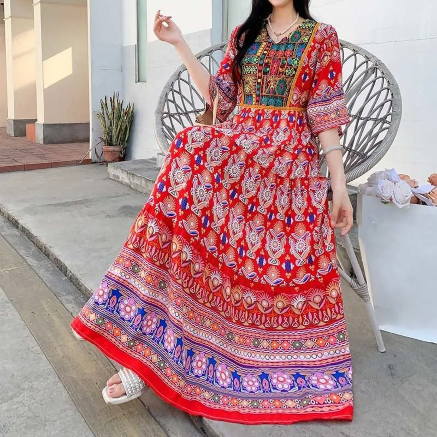 Ladies Floral Maxi Sundress for Summer