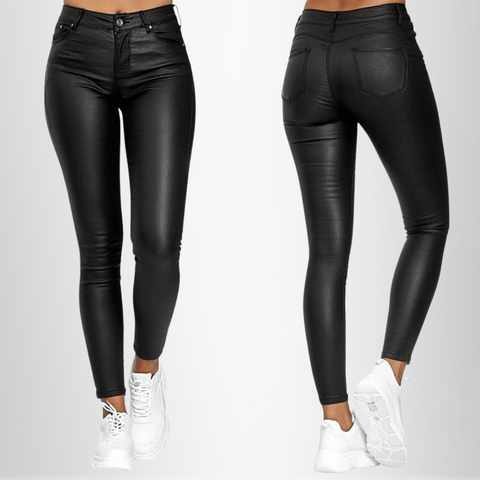 Comfortable Vegan Leather Wide Leg Pants - VogeLuxe