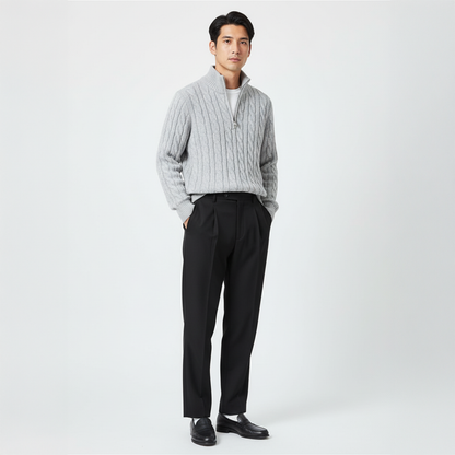 VogeLuxe | Men’s Quarter Zip Knit Sweater and Tailored Trouser Set