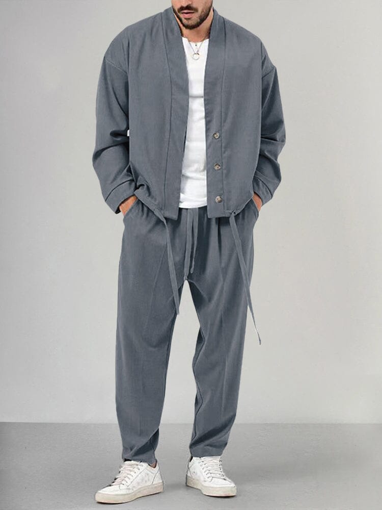 Casual 2-Piece Men's Suit Set with Jacket and Pants