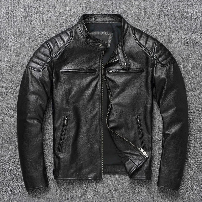 Genuine Leather Fur Trimmed Bomber Jacket