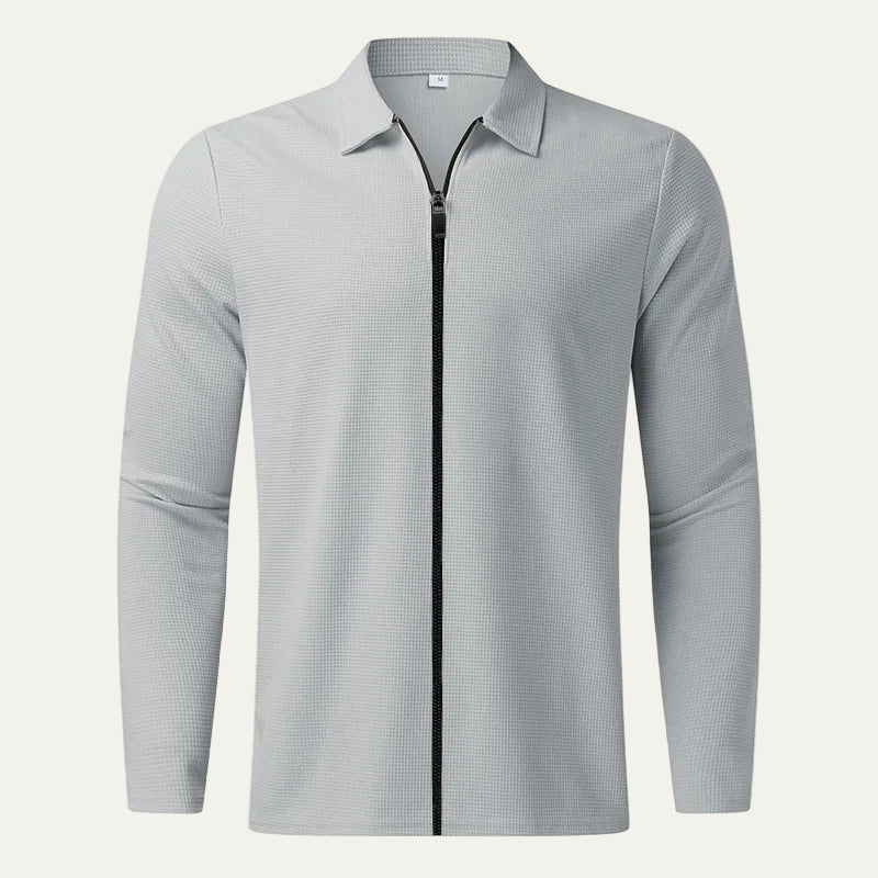 VogeLuxe | Men’s Textured Zip Up Collared Jacket