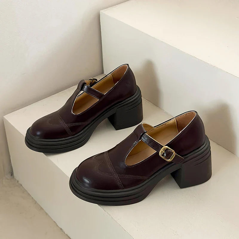 Vintage Buckle Mary Jane High Heels