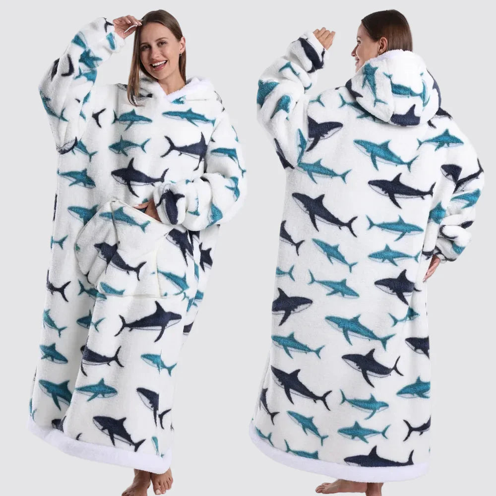 Cozy Wearable Hooded Blanket for Adults