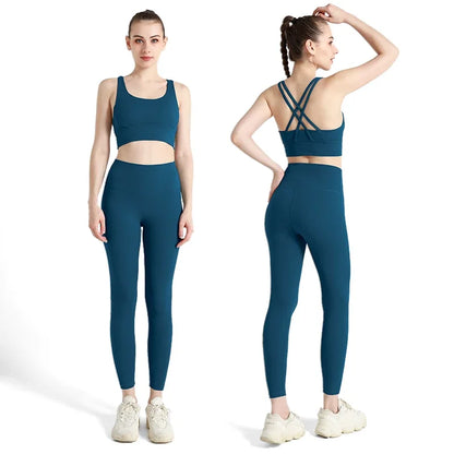 Women's Breathable Yoga Set 2 Piece Sports Leggings Top