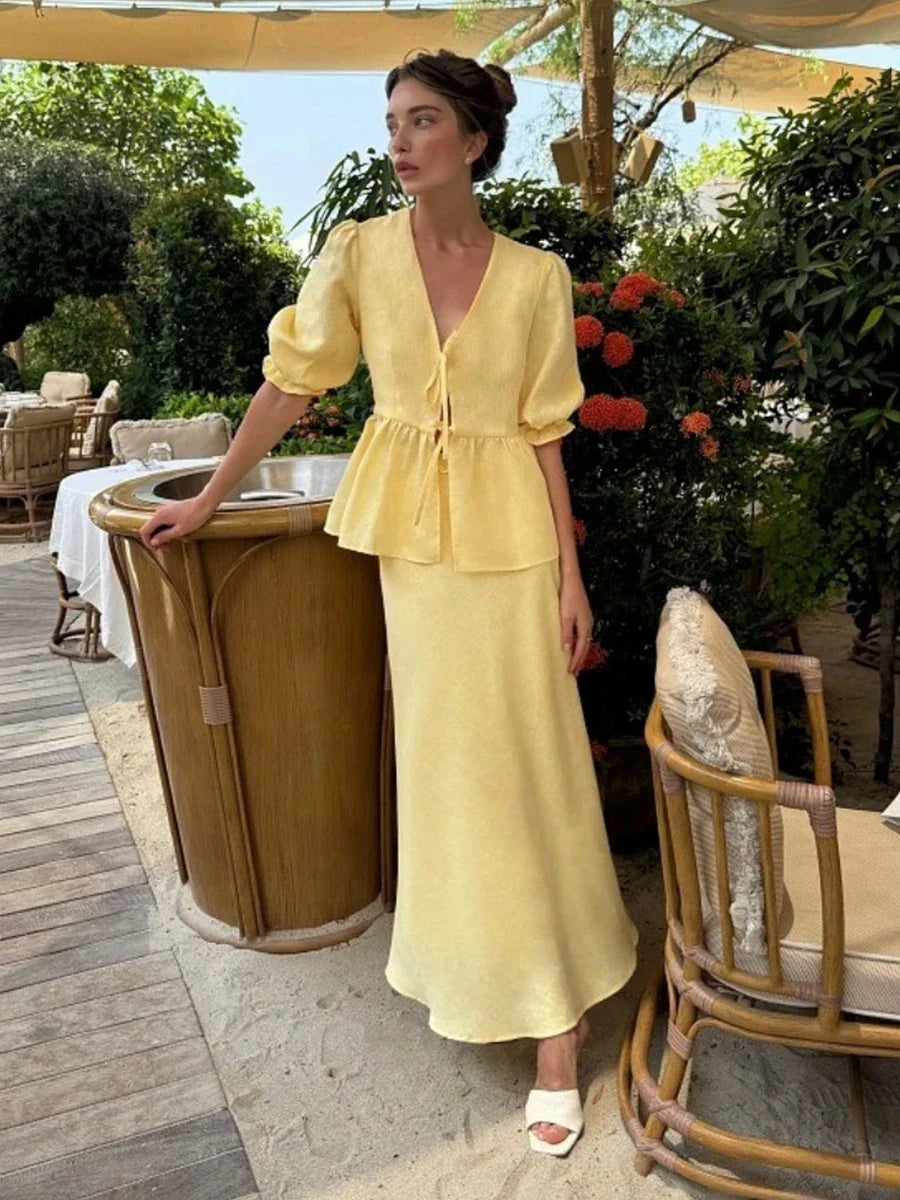 Pretty Ruffled Off Shoulder Dress Set