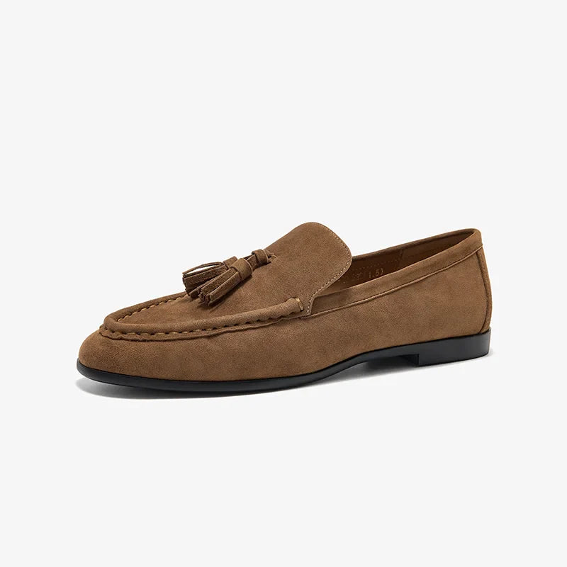Fringed Leather Slip On Shoes UK