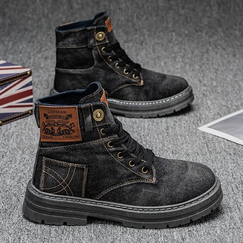 Comfortable 48 Inch Denim Buckle Men's Hiking Boots