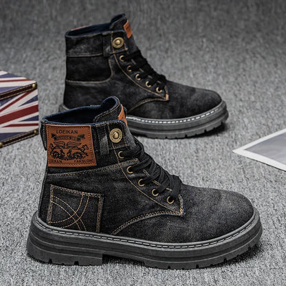 Comfortable 48 Inch Denim Buckle Men's Hiking Boots
