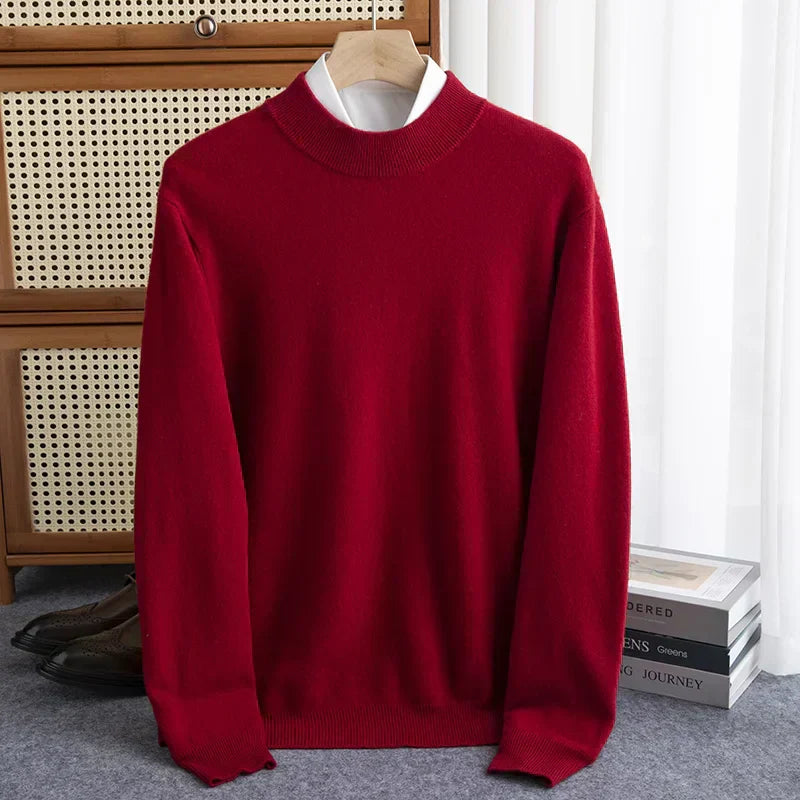 Classic Crew Neck Warm Wool Sweater - VogeLuxe