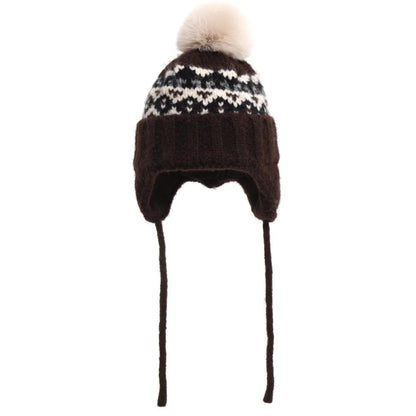 Warm Women's Knit Hat with Fur Pom Pom