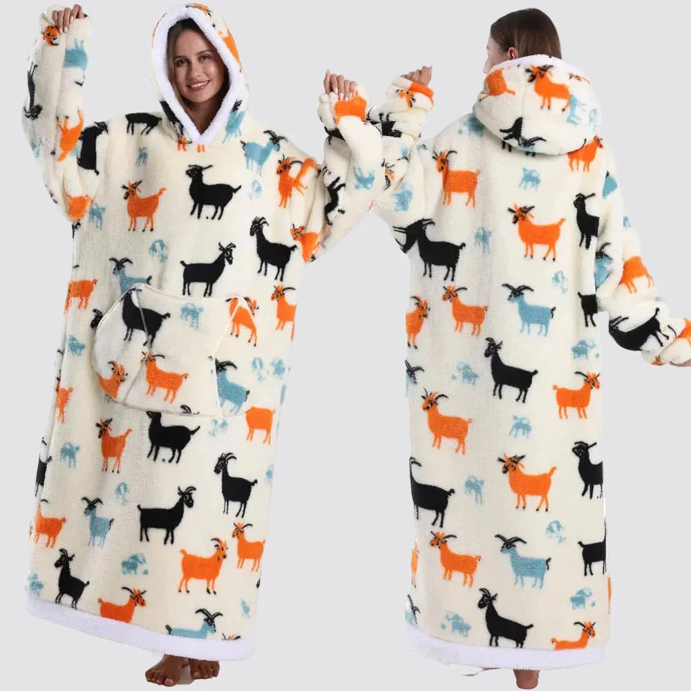 Cozy Wearable Fleece Hooded Blanket Sweatshirt