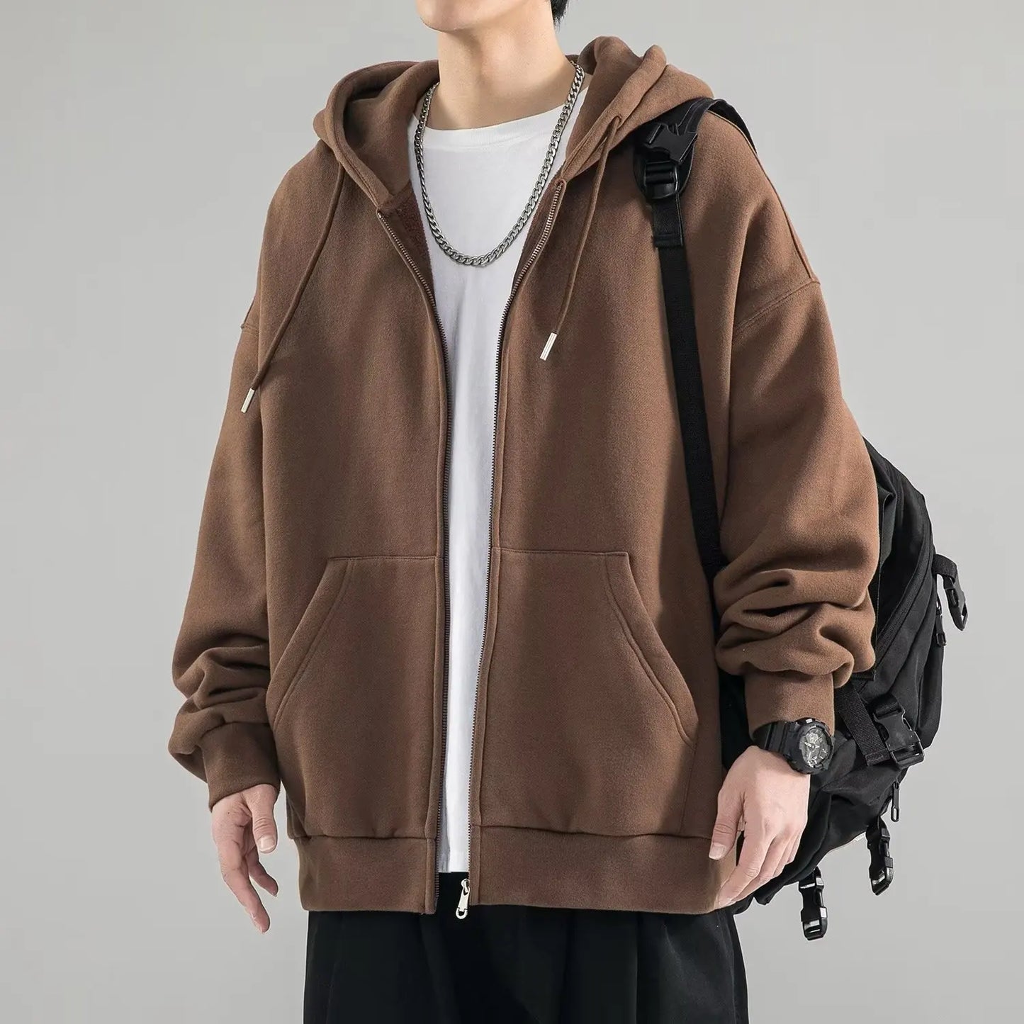 Casual Oversized Zip Hoodie Sweater