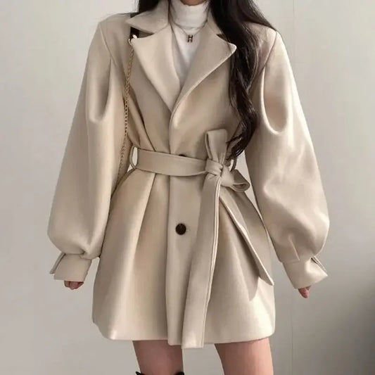 Chic Belted Short Trench Coat - VogeLuxe