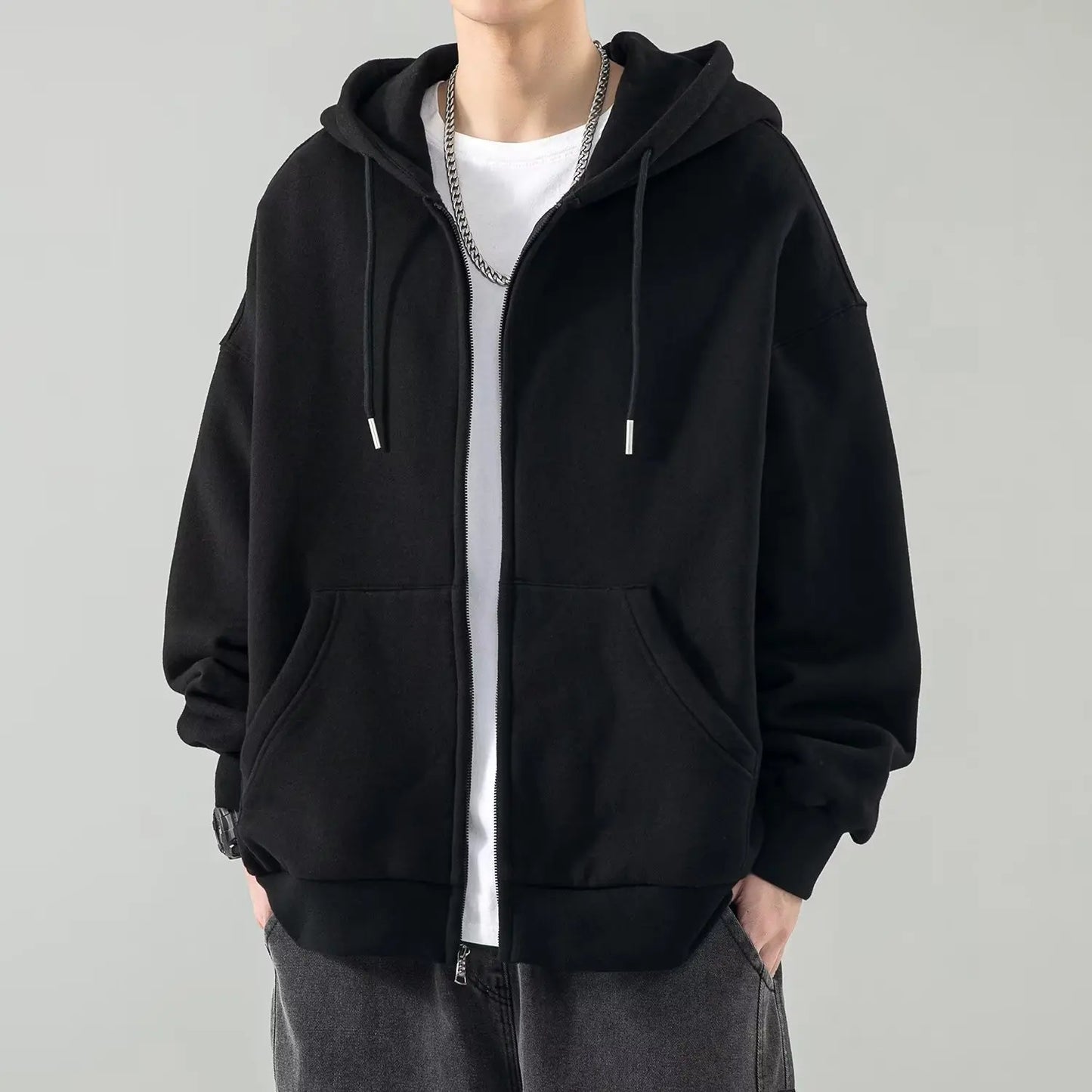 Casual Oversized Zip Hoodie Sweater