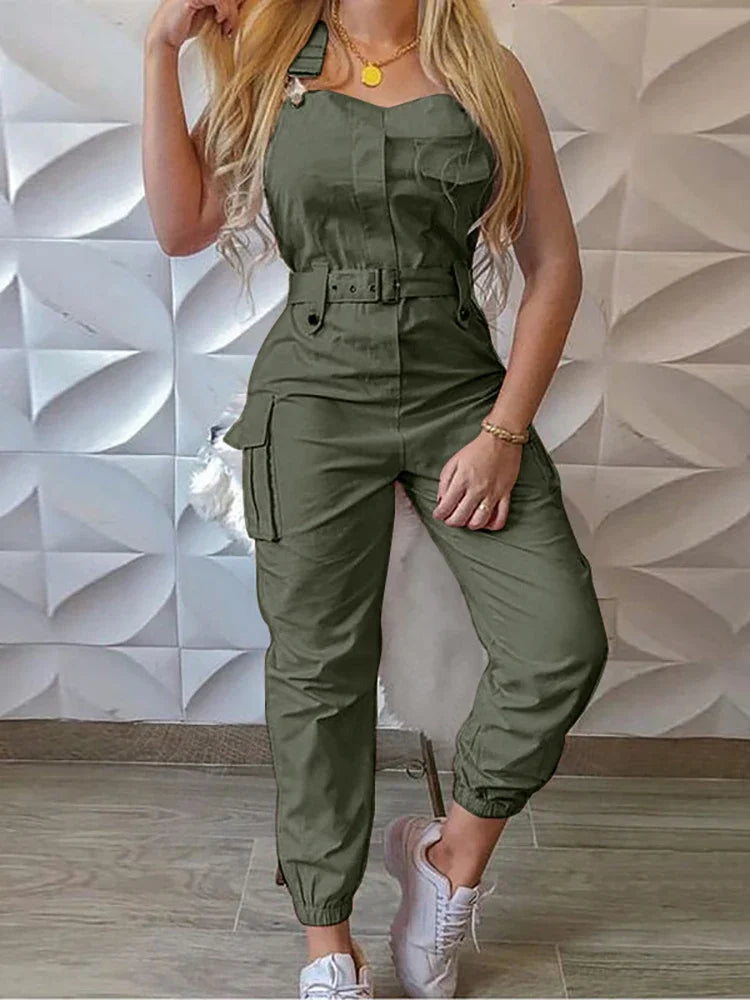 Summer Utility Romper with Adjustable Waist - BritishElegance