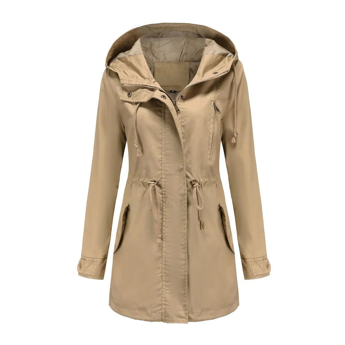 Waterproof Women's Hooded Raincoat with Secure Zip - VogeLuxe
