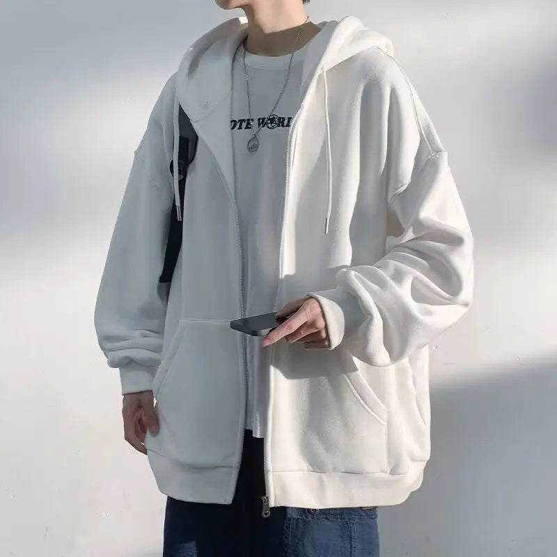 Casual Oversized Zip Hoodie Sweater