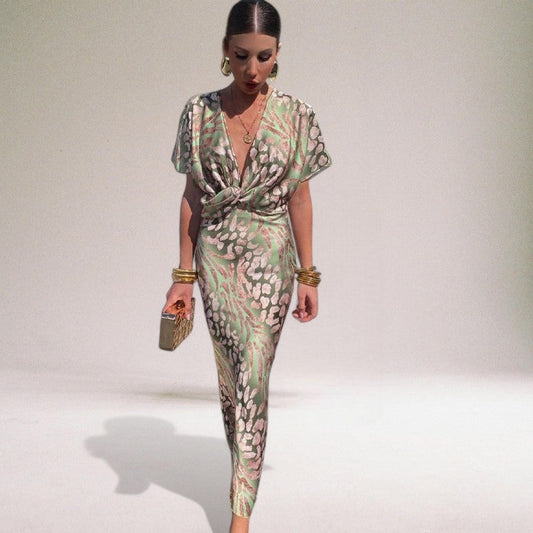 Beautiful Long V-Neck Dress for Women - VogeLuxe