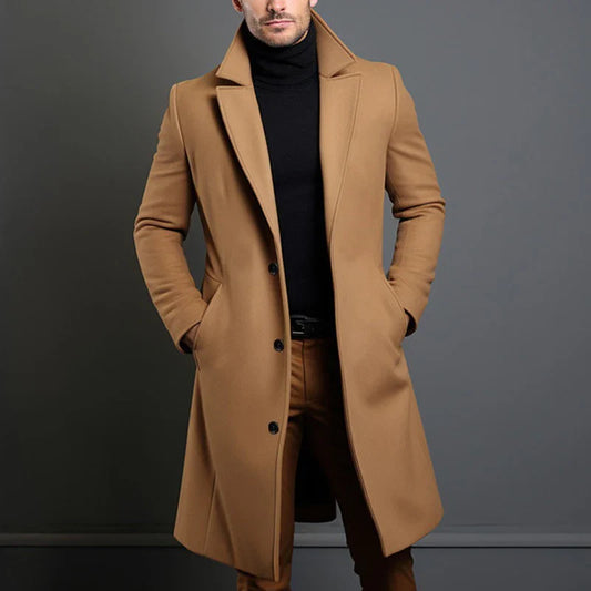 Classic Men's Wool Long Coat - VogeLuxe