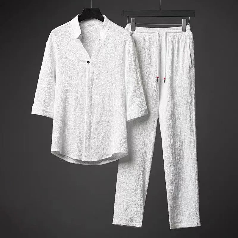 Casual 2 Piece Lounge Set with Long Sleeve Top Pants - VogeLuxe