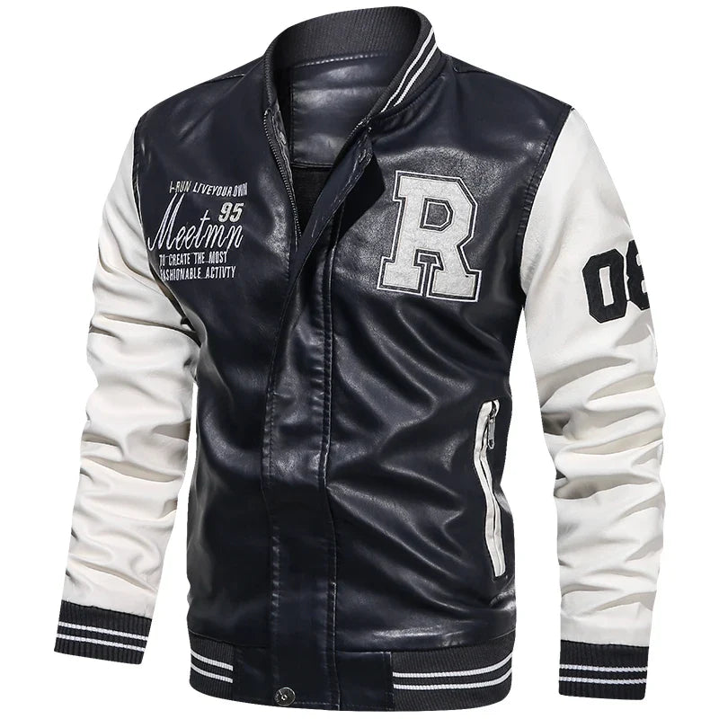 Men's Biker Style Leather Look Jacket