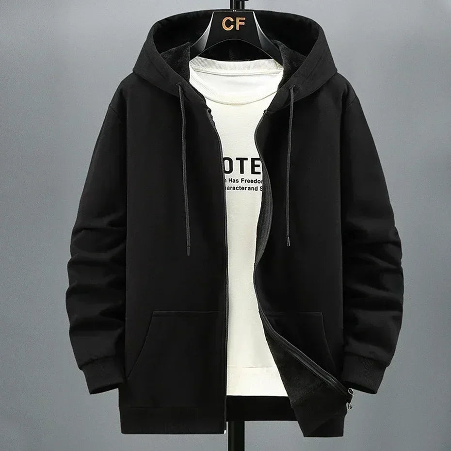 Large Size Men's Zip Up Hooded Sweatshirt