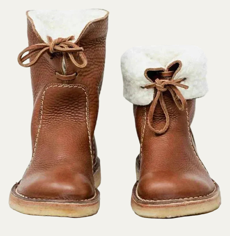 VogeLuxe | Women’s Mid Calf Shearling Lined Leather Boot