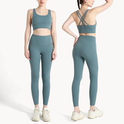 Women's Breathable Yoga Set 2 Piece Sports Leggings Top